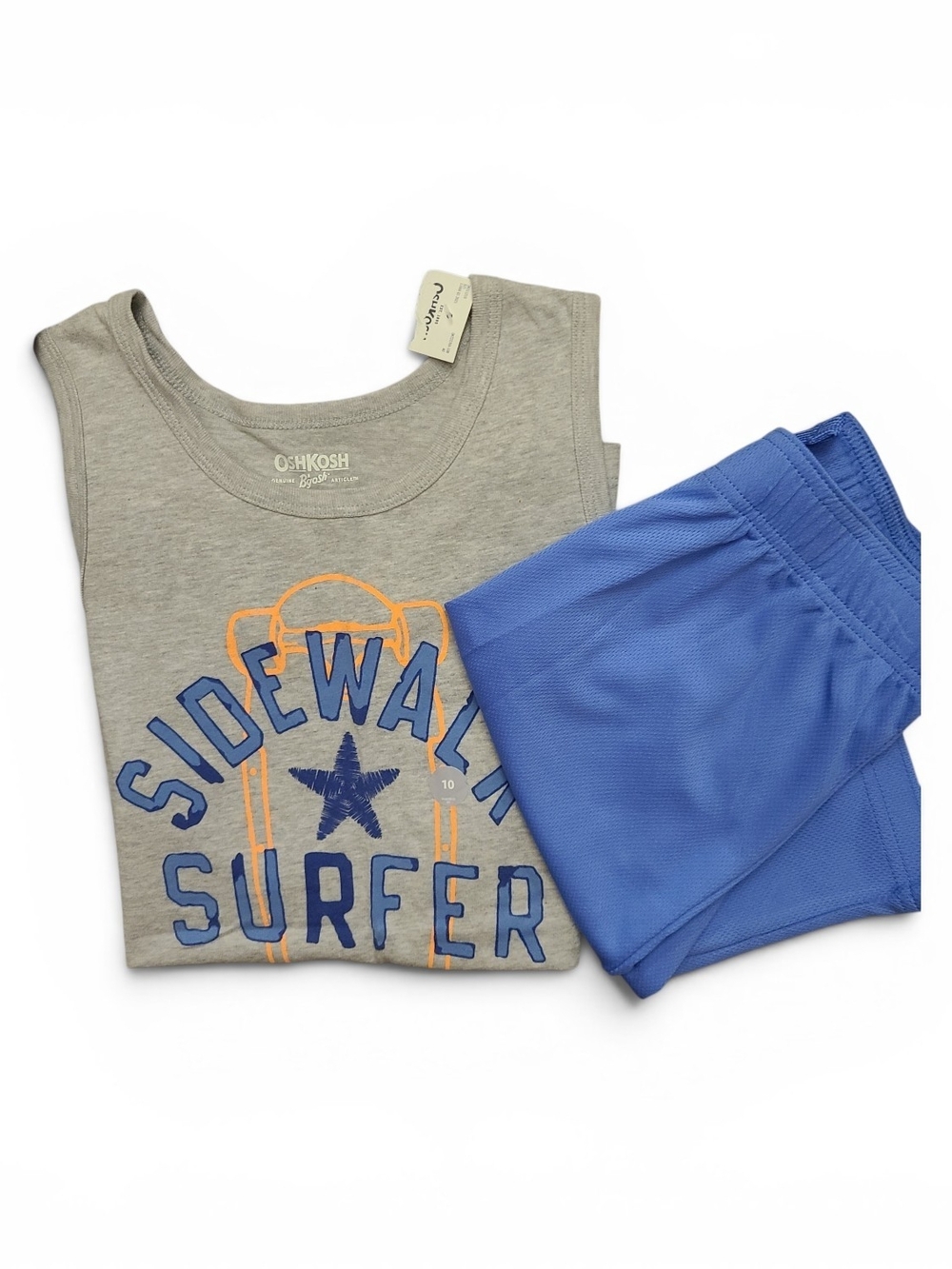 OshKosh B'gosh Gray Tank with Blue Shorts - Sidewalk Surfer Graphic